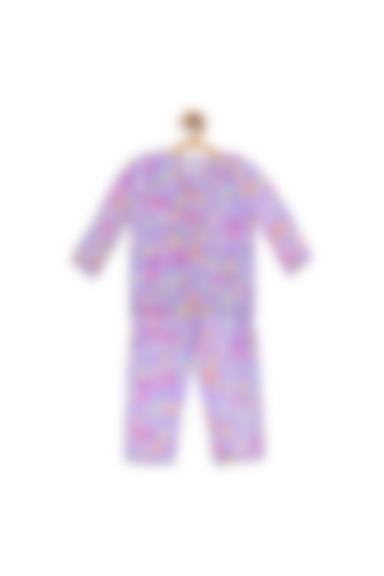 Dusty Lavender Feather-Weather Printed Night Suit For Girls by Nigh Nigh label at Pernia's Pop Up Shop