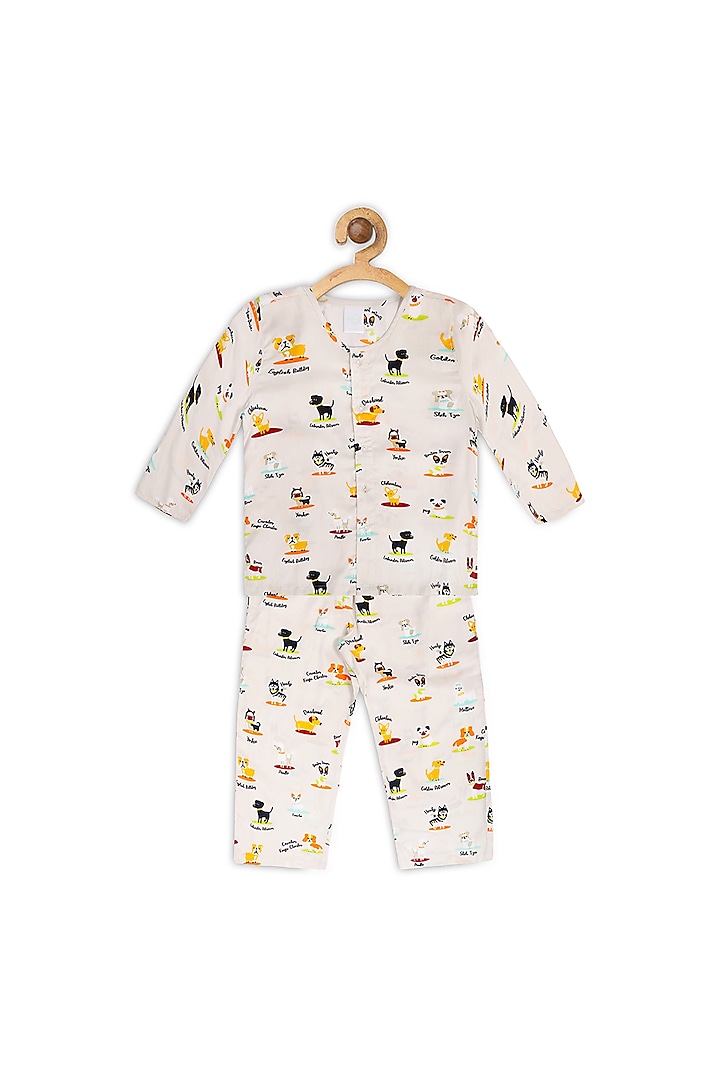 Light Beige Printed Night Suit by Nigh Nigh label at Pernia's Pop Up Shop