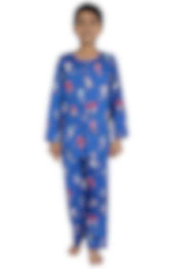Cobalt Blue Printed Night Suit For Boys by Nigh Nigh label