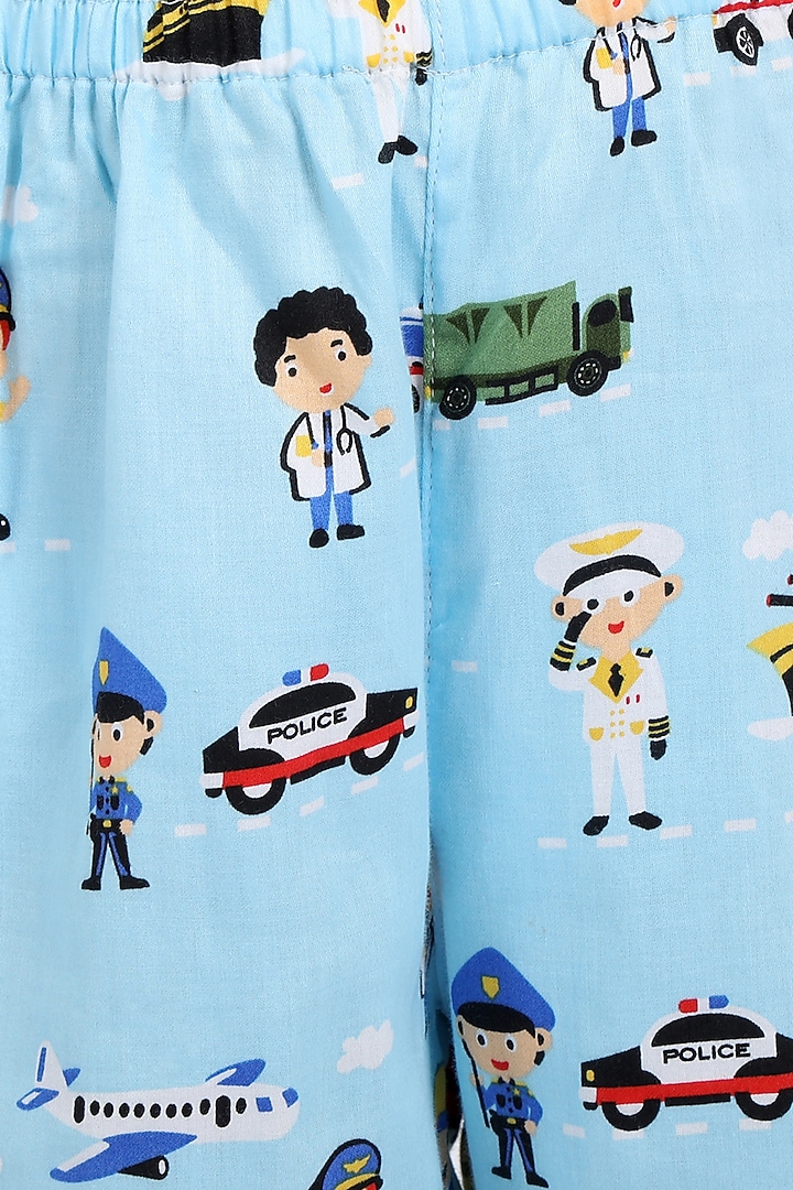 Sky Blue Cotton Printed Night Suit For Boys by Nigh Nigh label at Pernia's Pop Up Shop