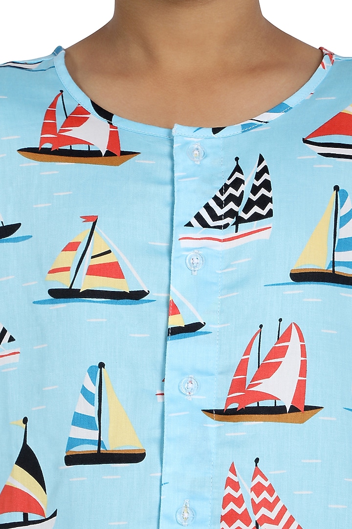 Sky Blue Cotton Night Suit For Boys by Nigh Nigh label at Pernia's Pop Up Shop