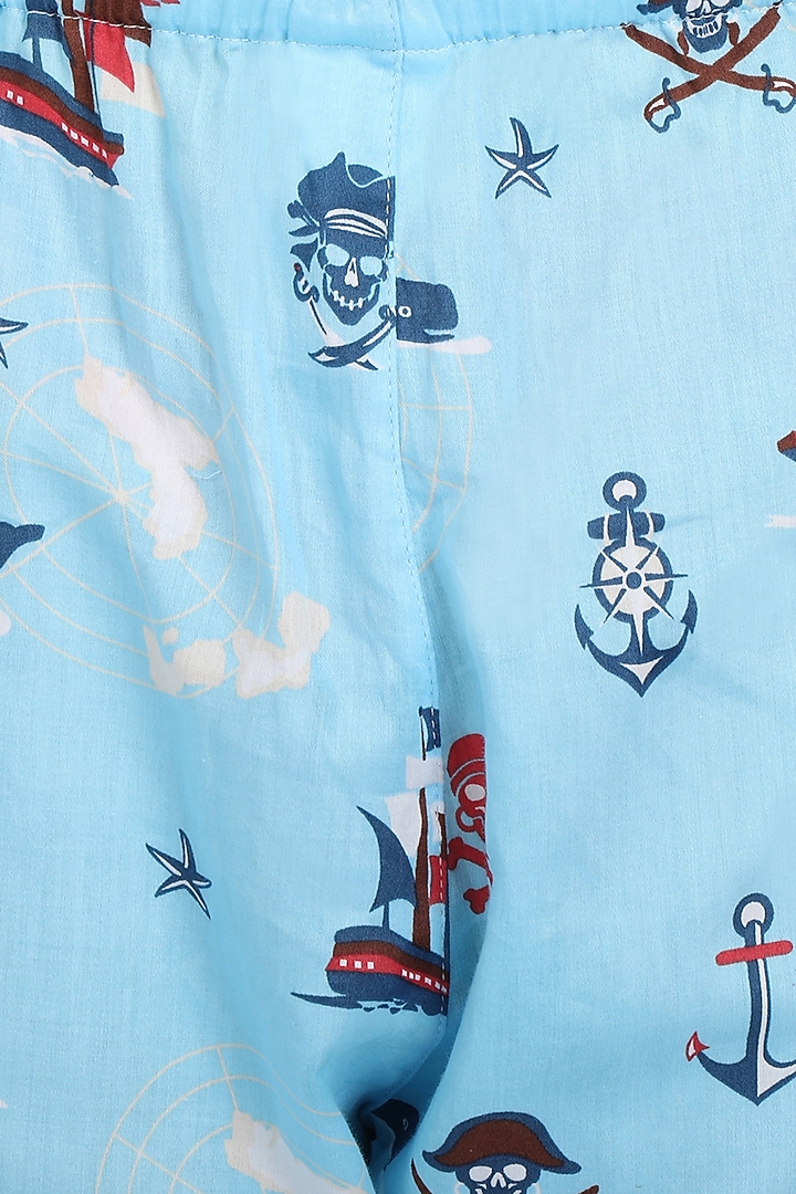 Sky Blue Cotton Night Suit With Print For Boys by Nigh Nigh label at Pernia's Pop Up Shop