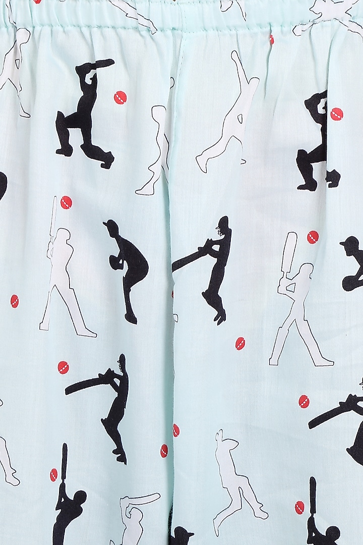 Powder Blue Printed Night Suit For Boys by Nigh Nigh label at Pernia's Pop Up Shop