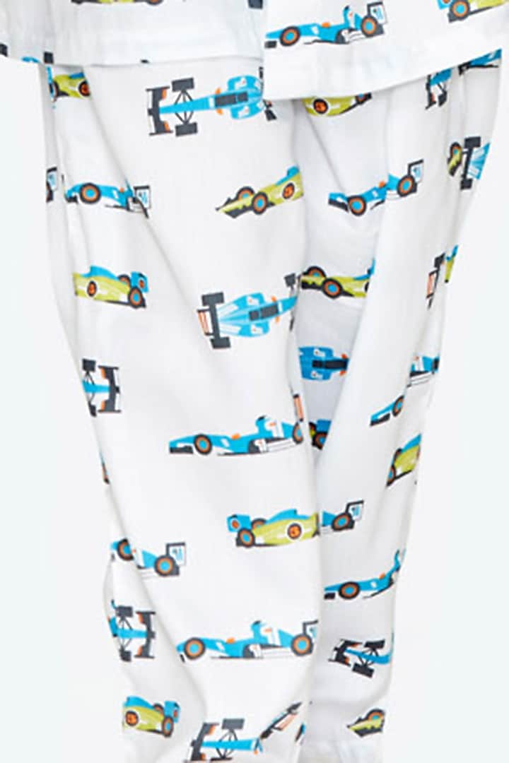 White Night Suit With Print For Boys by Nigh Nigh label at Pernia's Pop Up Shop