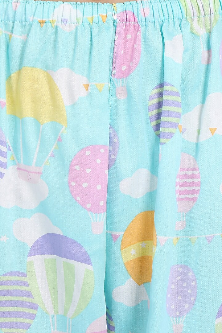 Turquoise Printed Night Suit For Girls by Nigh Nigh label at Pernia's Pop Up Shop