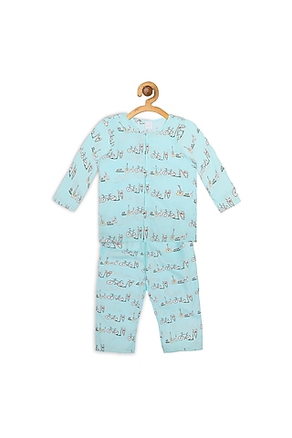 Powder Blue Cotton Night Suit For Boys by Nigh Nigh label