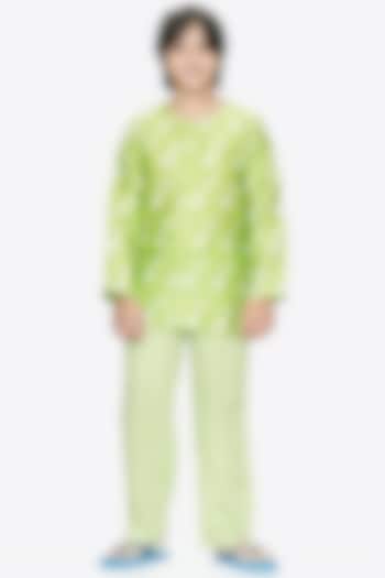 Green Printed Night Suit For Boys by Nigh Nigh label