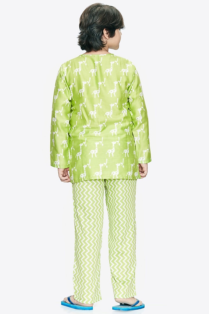 Green Printed Night Suit For Boys by Nigh Nigh label at Pernia's Pop Up Shop