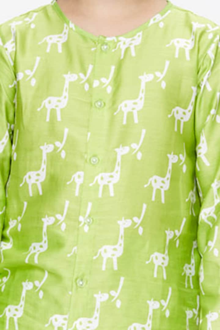 Green Printed Night Suit For Boys by Nigh Nigh label at Pernia's Pop Up Shop