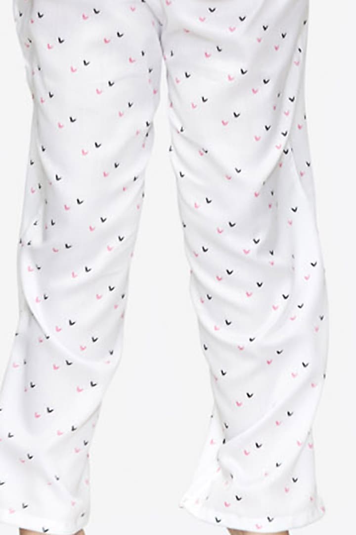 White Cotton Night Suit With Print For Girls by Nigh Nigh label at Pernia's Pop Up Shop