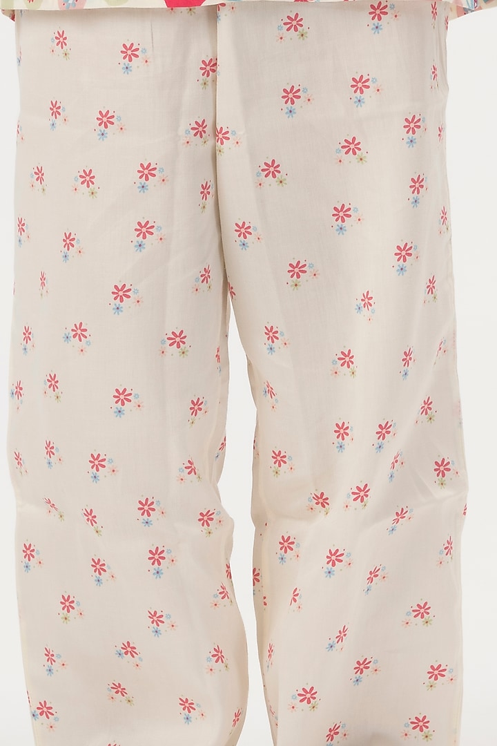 Off-White Printed Night Suit For Girls by Nigh Nigh label at Pernia's Pop Up Shop