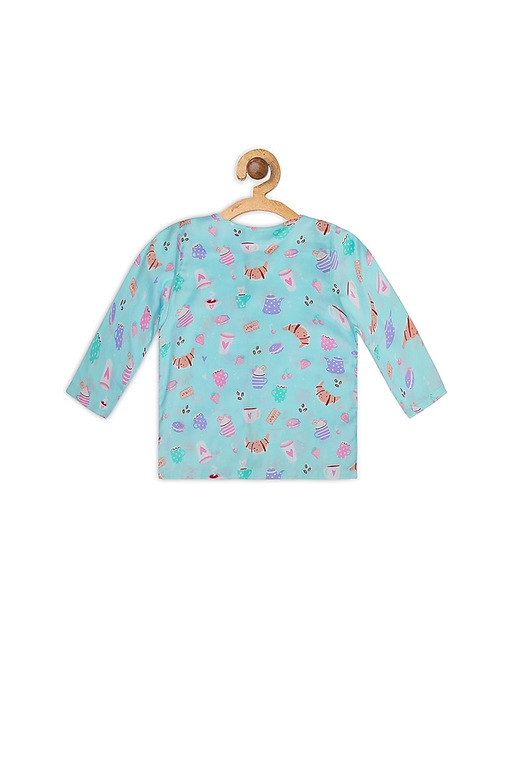 Sky Blue Cotton Printed Night Suit For Girls by Nigh Nigh label at Pernia's Pop Up Shop