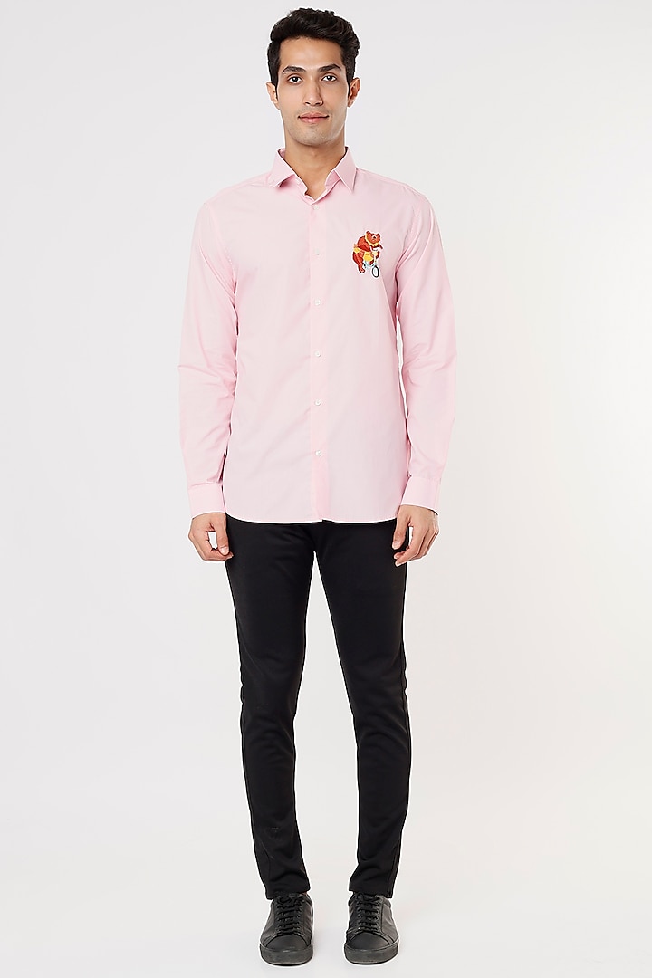 Blush Pink Embroidered Shirt by NOONOO