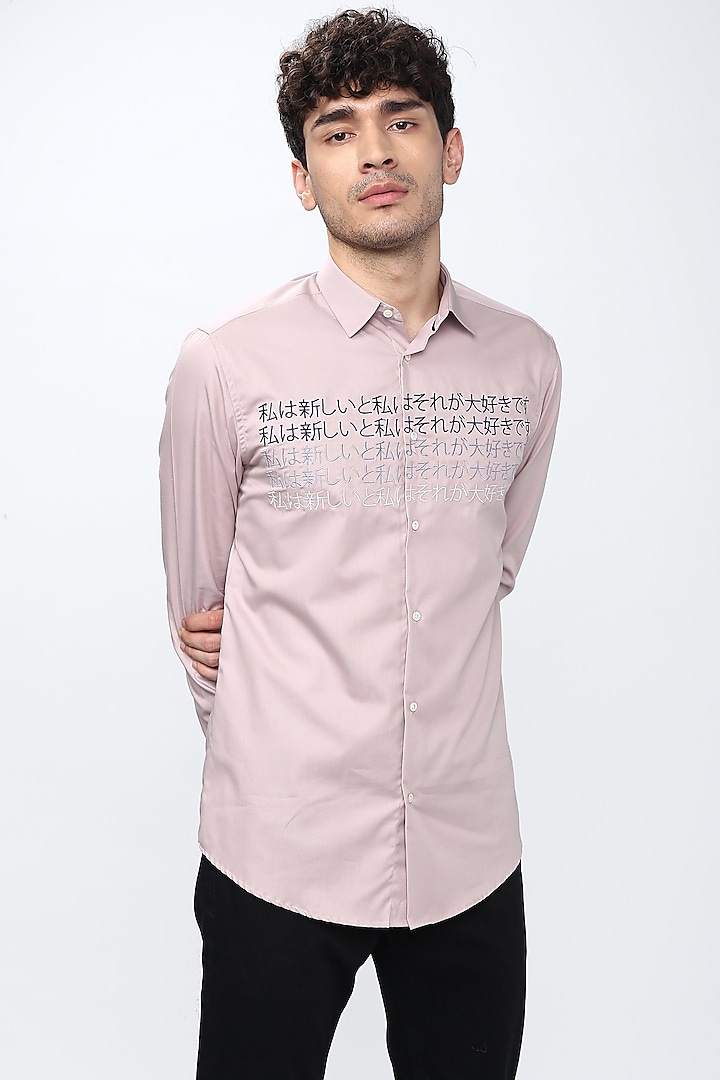 Blush Pink Embroidered Party Wear Shirt by NOONOO at Pernia's Pop Up Shop