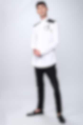 White Embroidered Party Wear Shirt by NOONOO at Pernia's Pop Up Shop