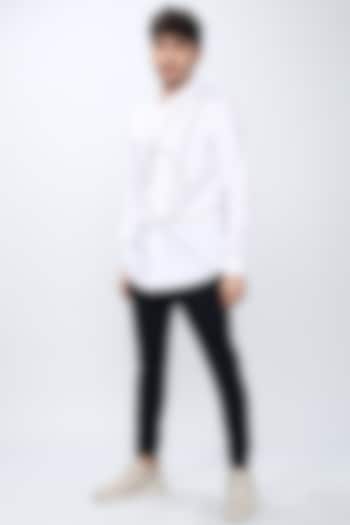 White & Black Embroidered Party Wear Shirt by NOONOO at Pernia's Pop Up Shop