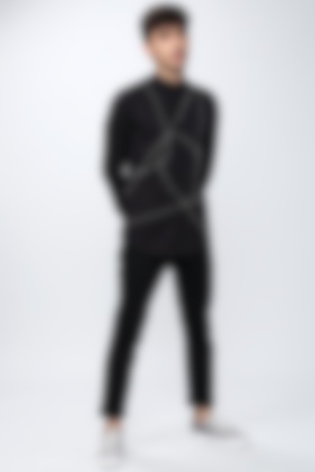 Black & White Embroidered Party Wear Shirt by NOONOO at Pernia's Pop Up Shop