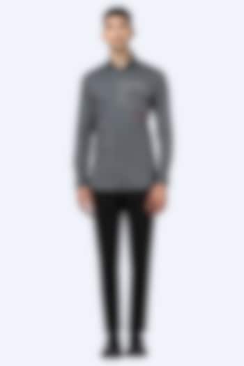 Grey Embroidered Cotton Party Wear Shirt by NOONOO at Pernia's Pop Up Shop