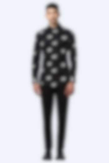 Black Screen Printed Party Wear Shirt by NOONOO at Pernia's Pop Up Shop