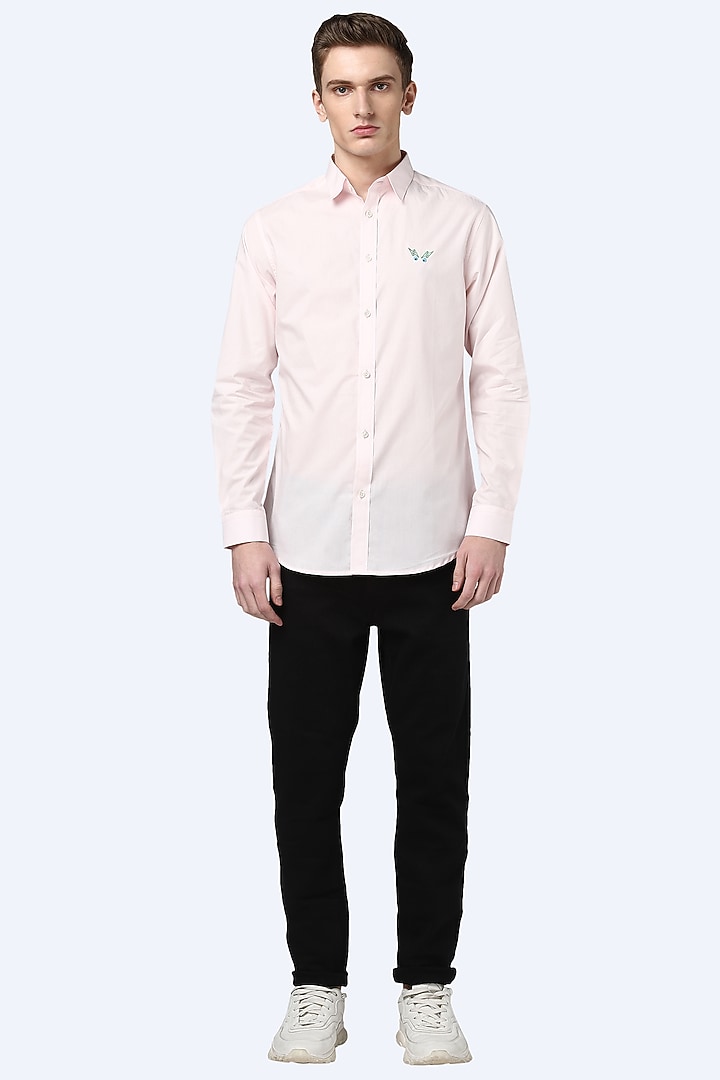 Pink Embroidered Summer Shirt by NOONOO at Pernia's Pop Up Shop