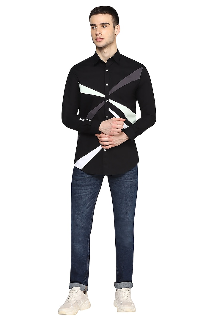 Black Embroidered Party Wear Shirt by NOONOO at Pernia's Pop Up Shop