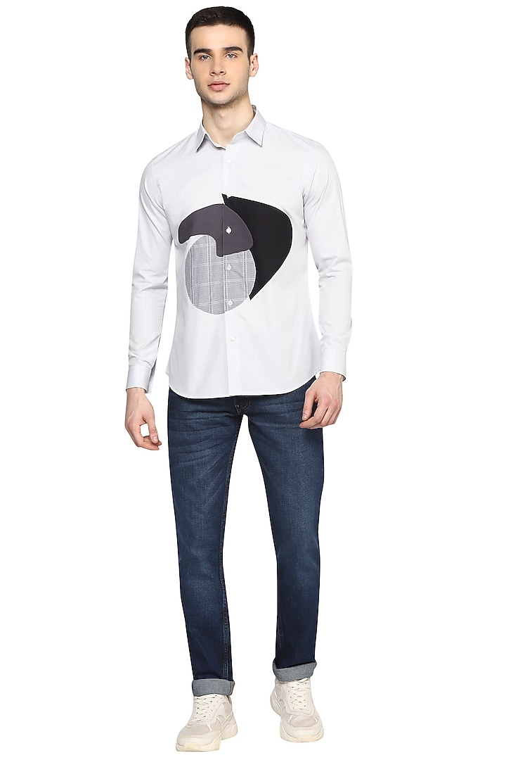 Light Grey Embroidered Party Wear Shirt by NOONOO at Pernia's Pop Up Shop