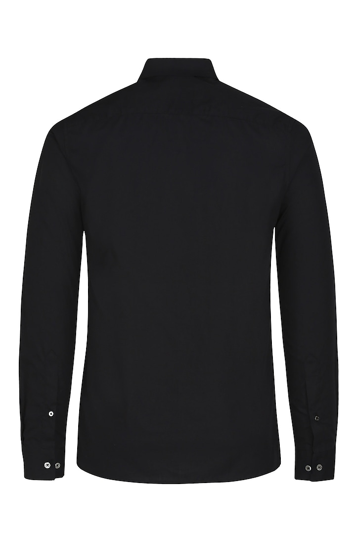 Black Zari Embroidered Summer Shirt by NOONOO at Pernia's Pop Up Shop