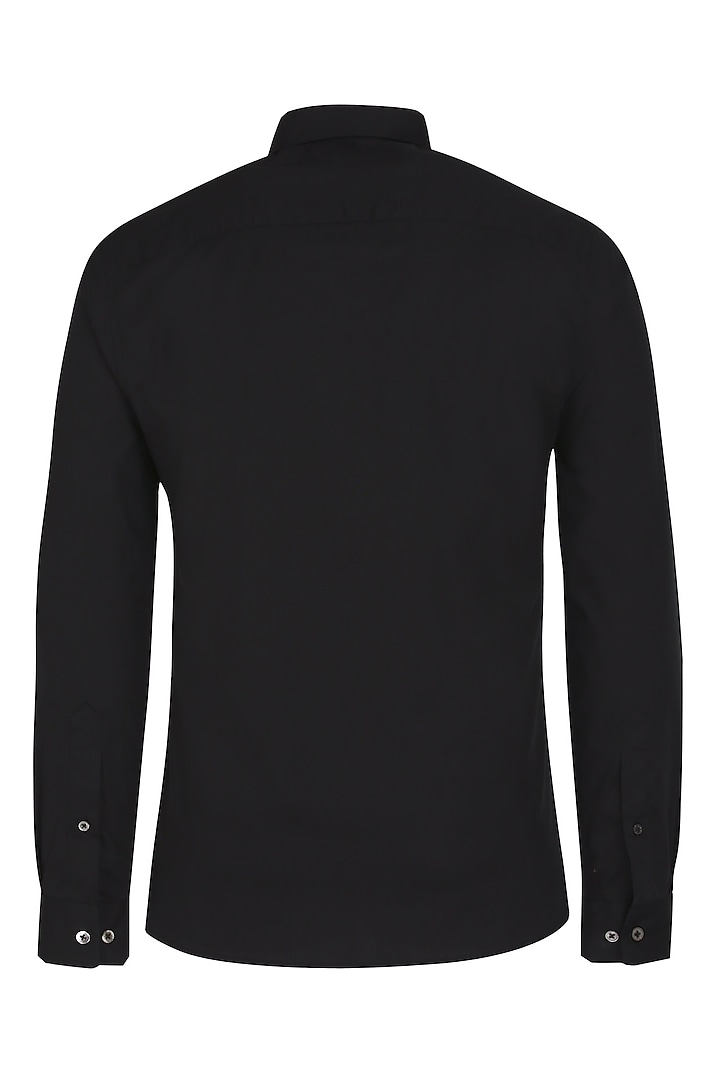 Black Summer Shirt With Silver Embroidery by NOONOO at Pernia's Pop Up Shop