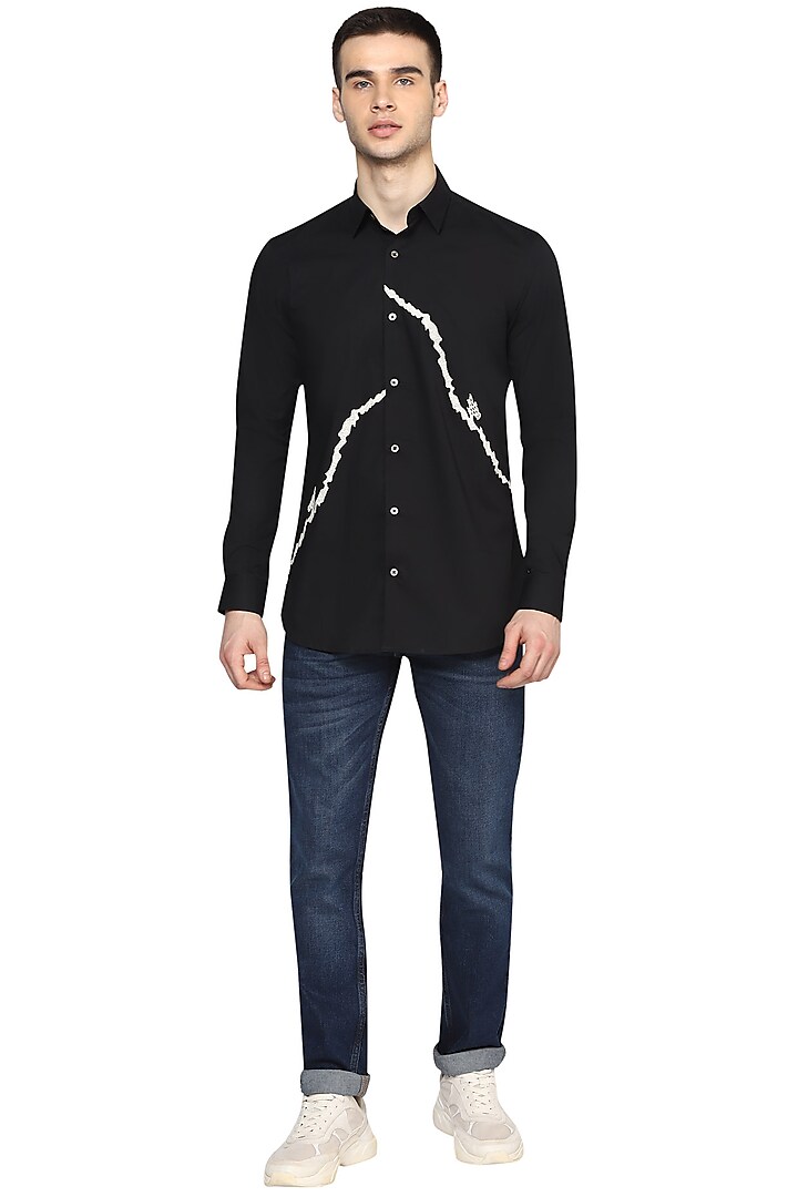 Black Embroidered Shirt by NOONOO