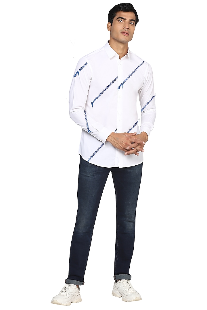 White Embroidered Shirt by NOONOO