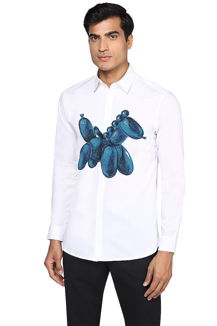 White Printed Party Wear Shirt by NOONOO at Pernia's Pop Up Shop