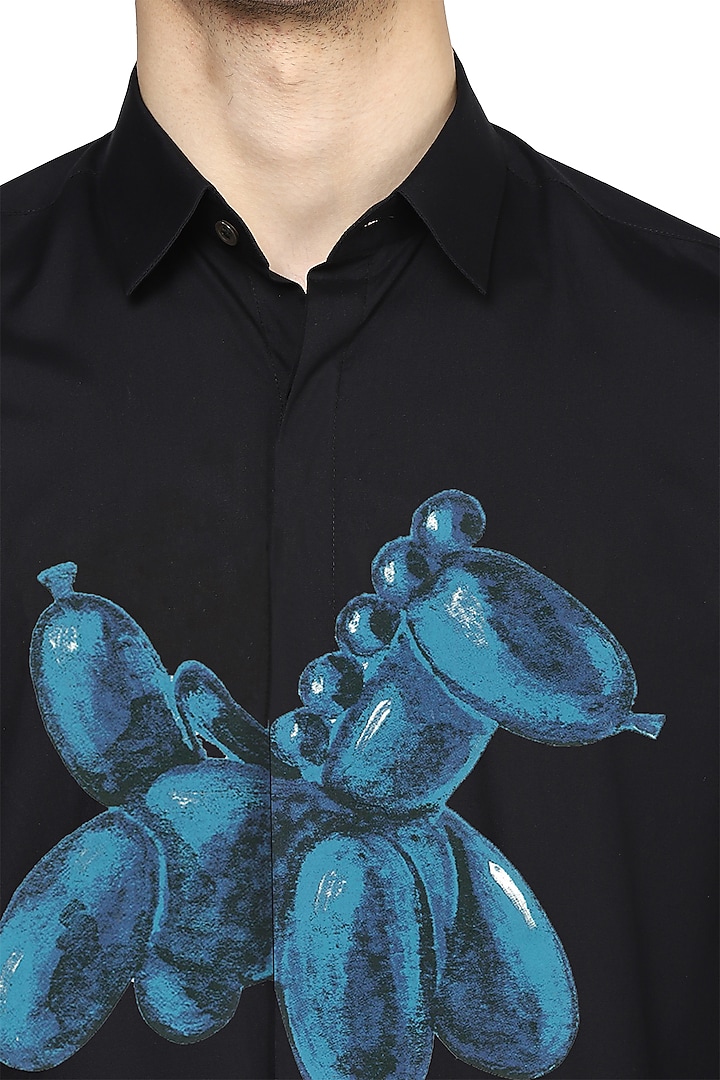 Black Printed Party Wear Shirt by NOONOO at Pernia's Pop Up Shop