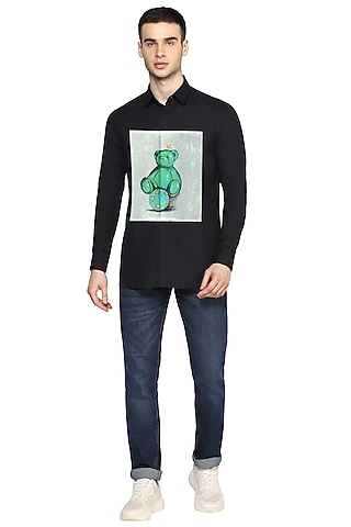 Black Teddy Printed Shirt by NOONOO