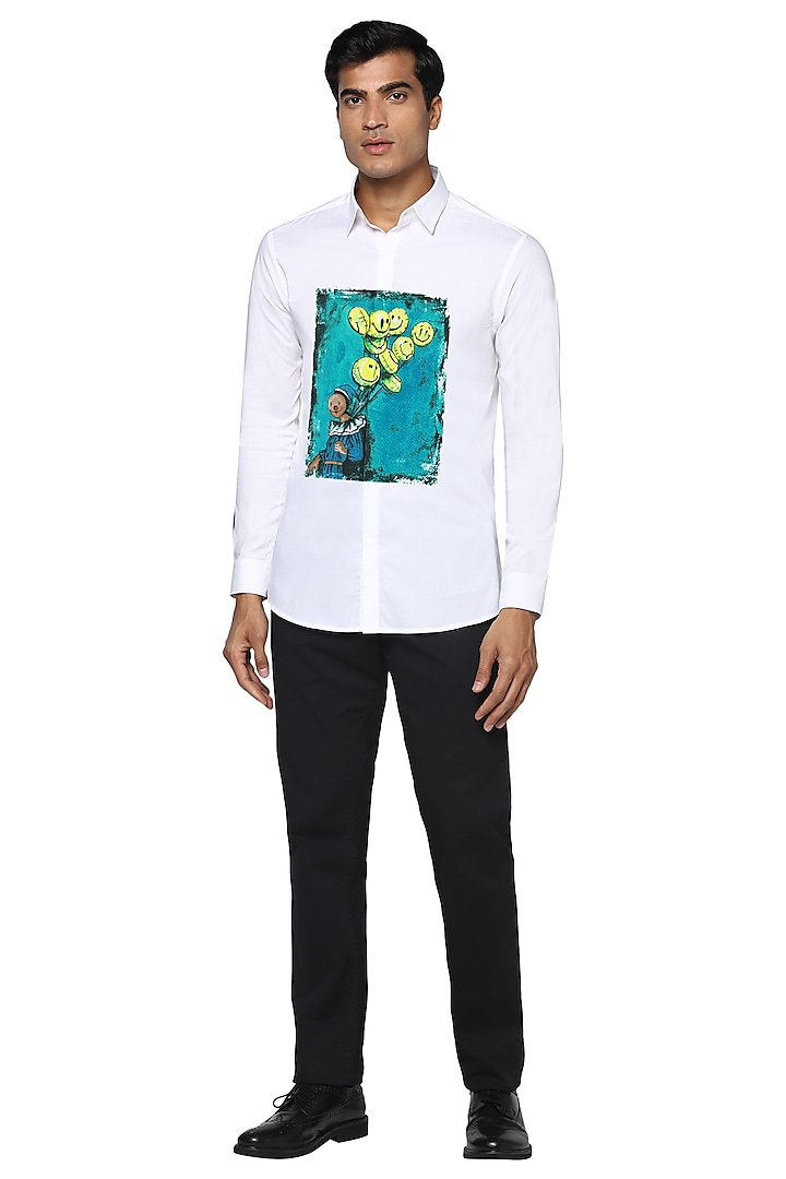 White Shirt With Joker Print by NOONOO