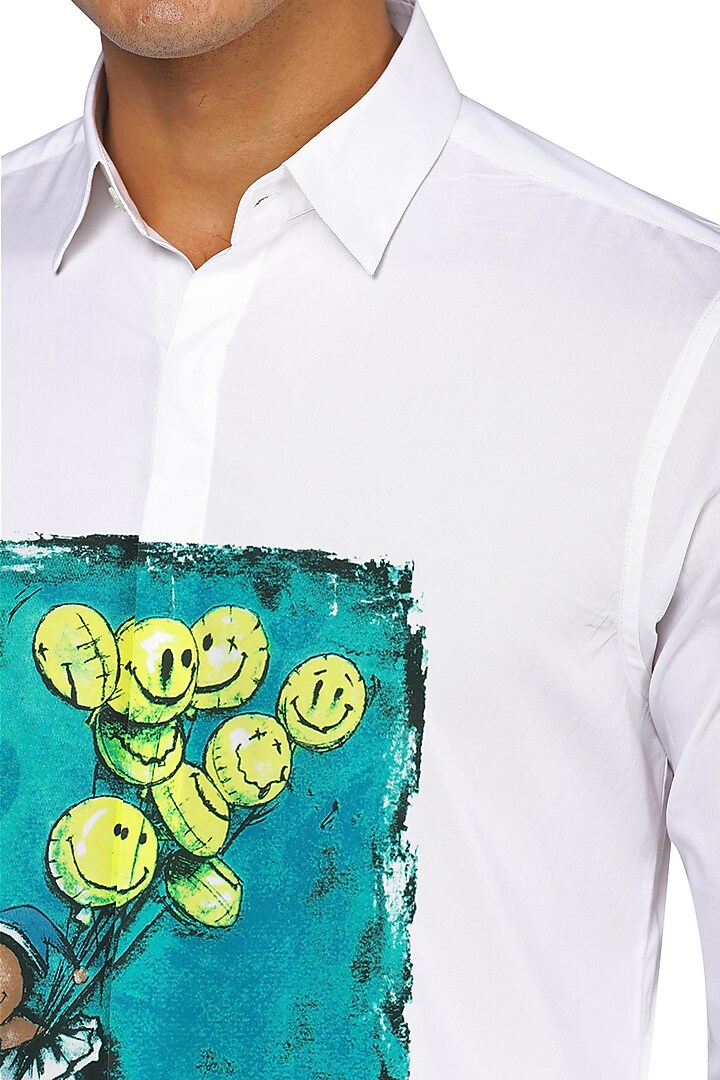 White Party Wear Shirt With Joker Print by NOONOO at Pernia's Pop Up Shop