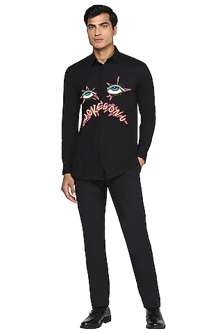 Black Shirt With Multi-Colored Print by NOONOO