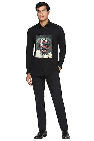 Black Laughing Joker Printed Shirt by NOONOO