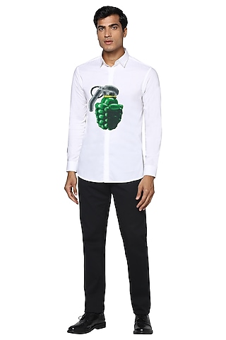 White Grenade Printed Shirt by NOONOO