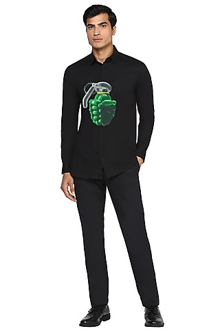 Black Grenade Printed Shirt by NOONOO