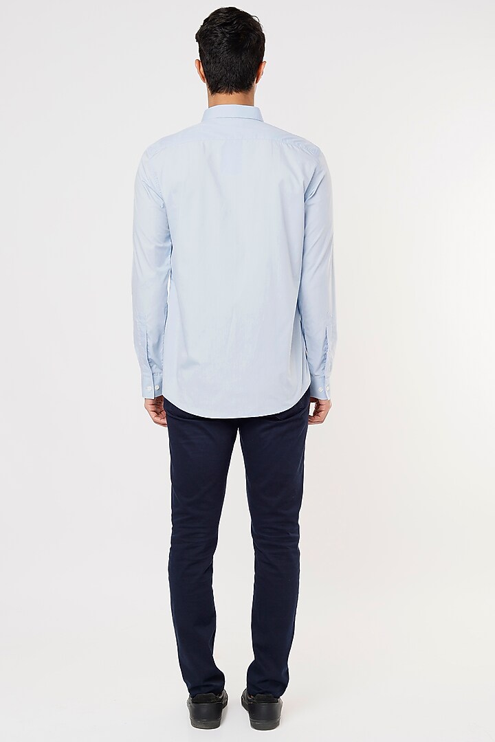 Sky Blue Embroidered Party Wear Shirt by NOONOO at Pernia's Pop Up Shop