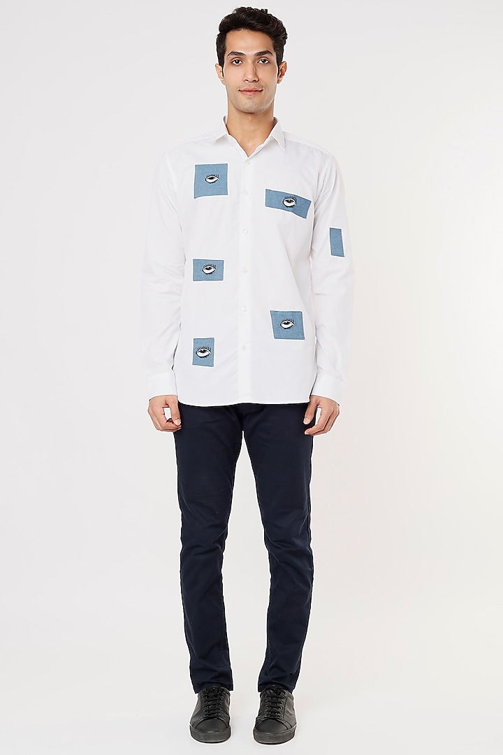 White Embroidered Shirt by NOONOO