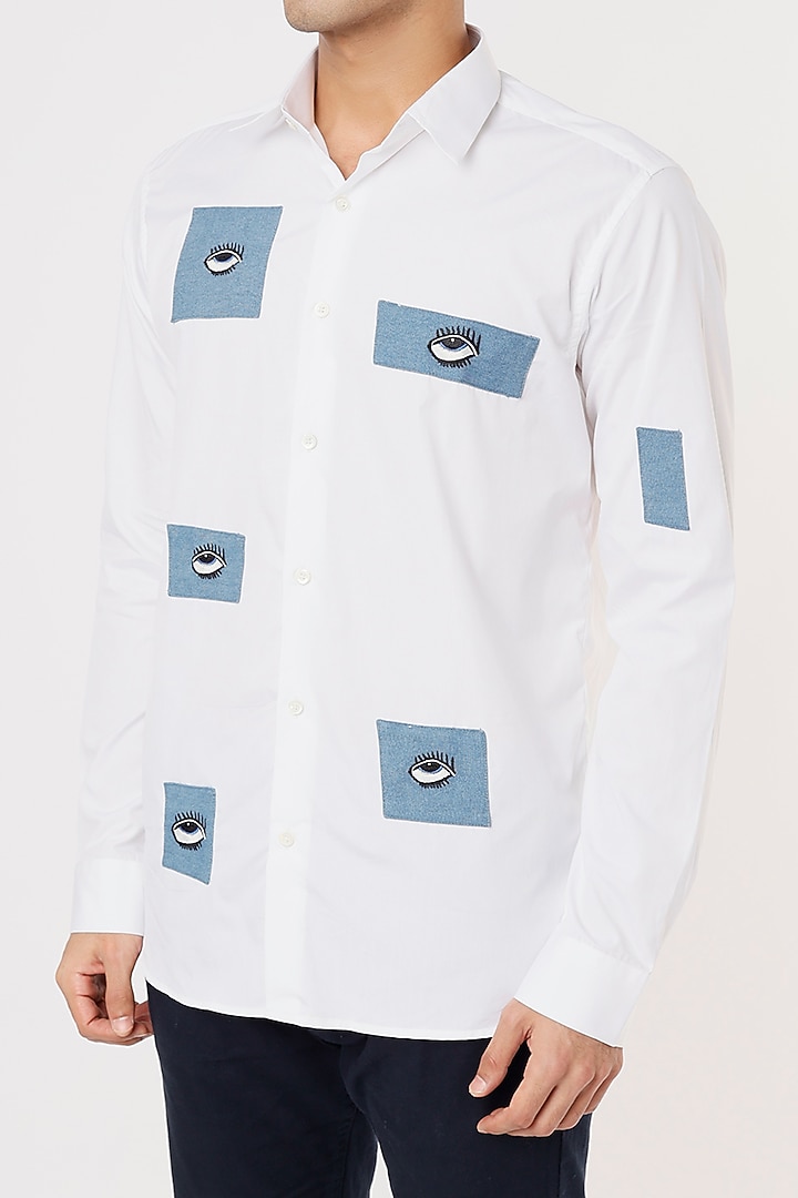 White Embroidered Party Wear Shirt by NOONOO at Pernia's Pop Up Shop