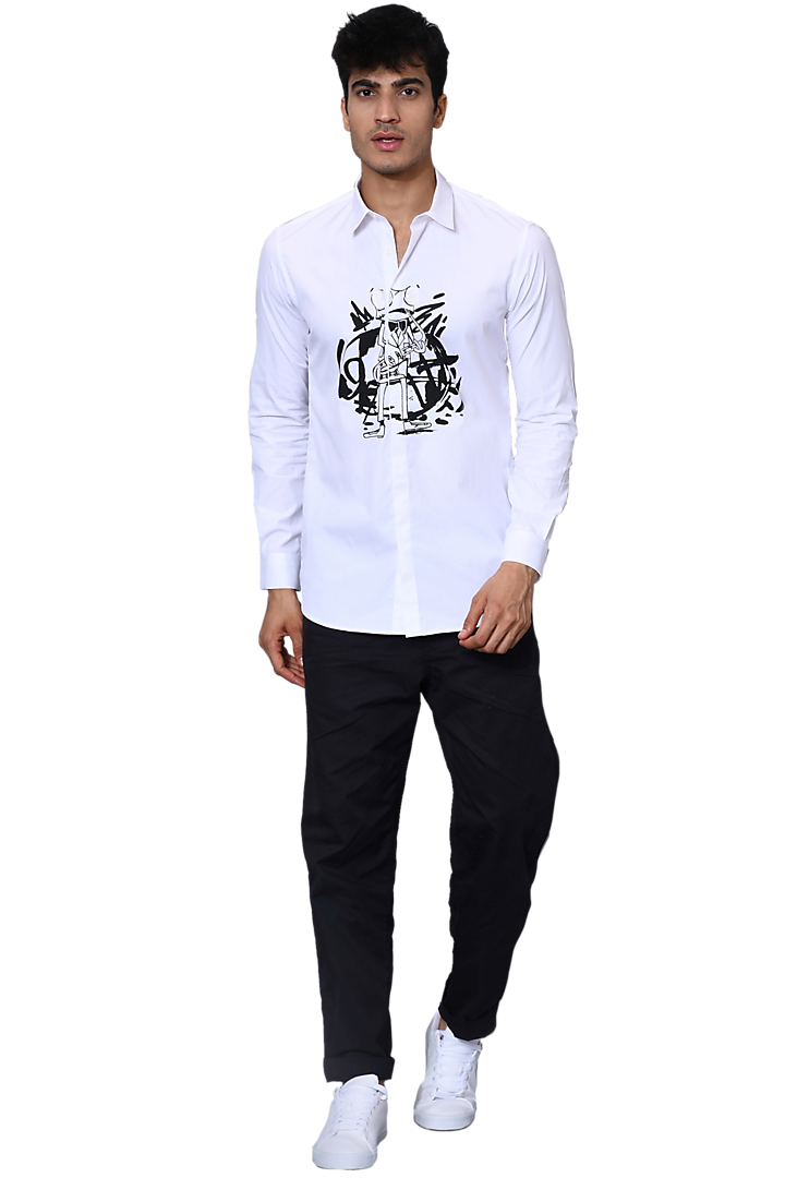 White Printed Shirt by NOONOO