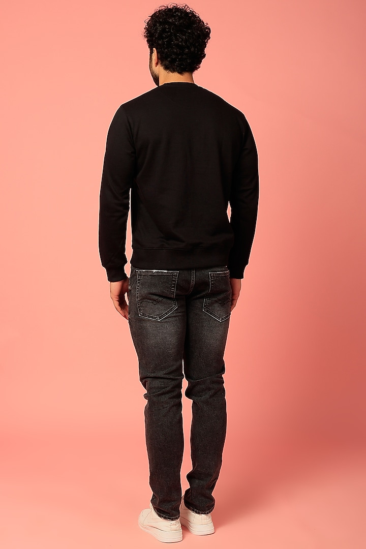 Black Cotton Printed Sweatshirt by NOONOO at Pernia's Pop Up Shop