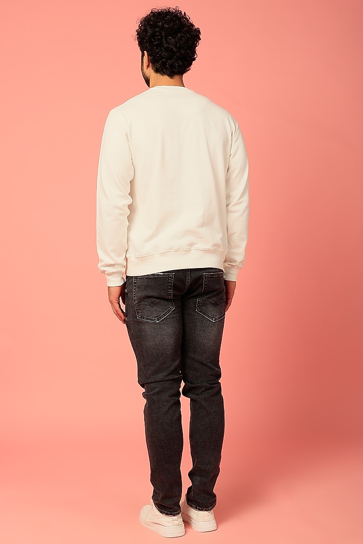 White Printed Sweatshirt by NOONOO at Pernia's Pop Up Shop