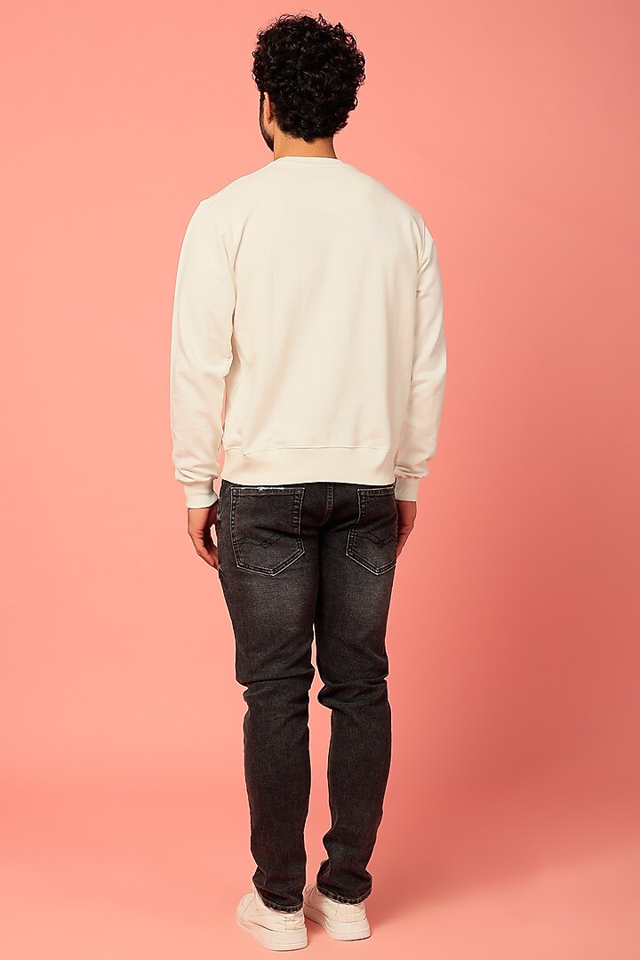 White Graphic Printed Sweatshirt by NOONOO at Pernia's Pop Up Shop