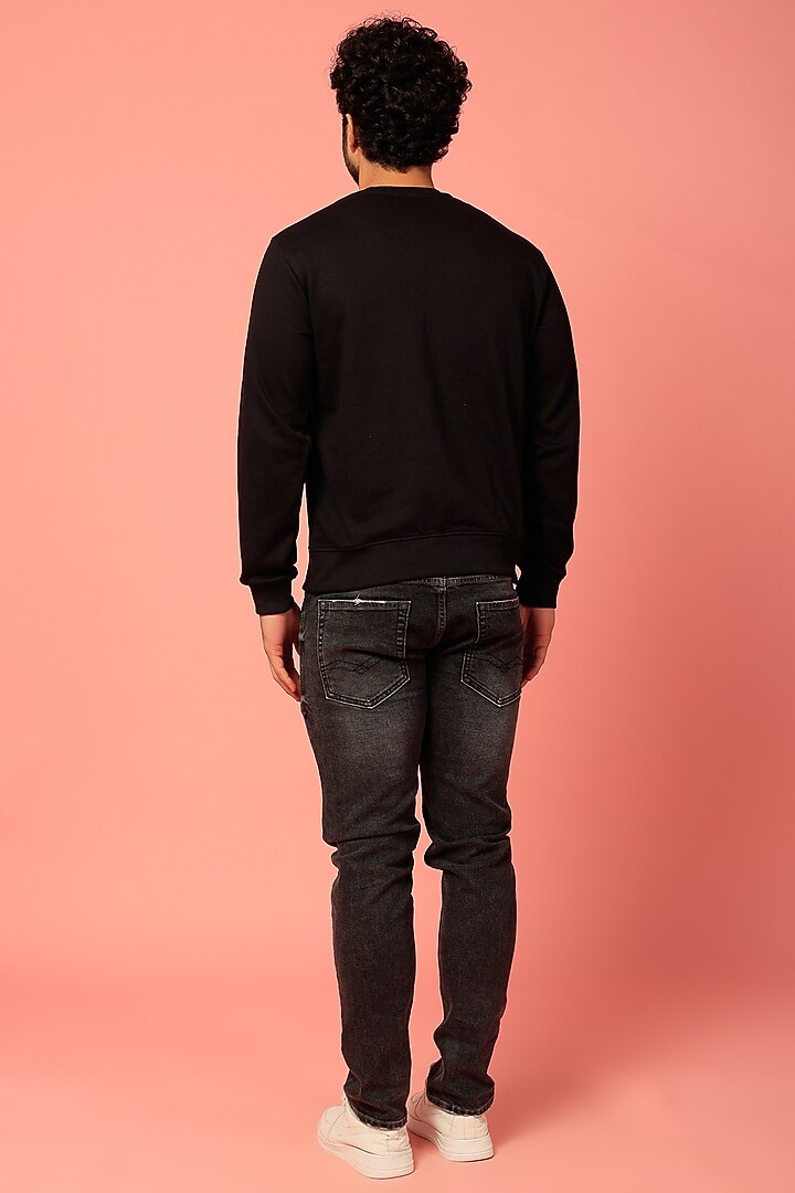 Black Pure Cotton Printed Sweatshirt by NOONOO at Pernia's Pop Up Shop