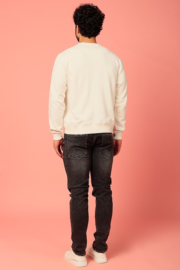 White Pure Cotton Printed Sweatshirt by NOONOO at Pernia's Pop Up Shop