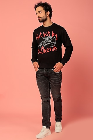 Black Graphic Printed Sweatshirt by NOONOO