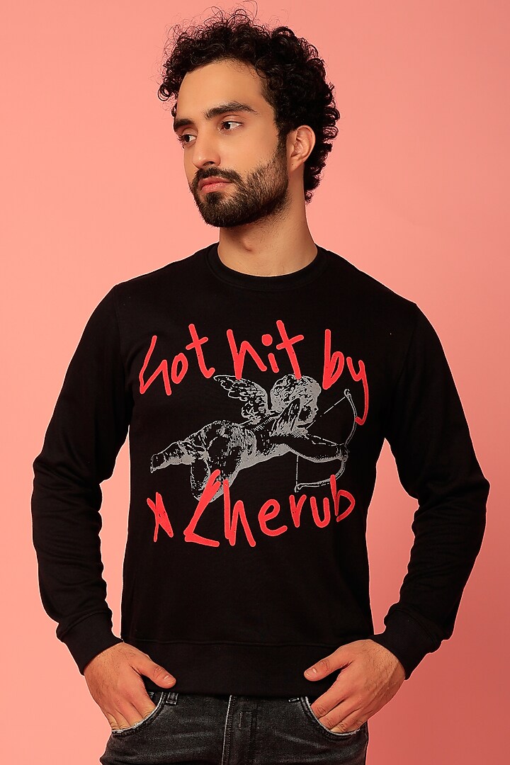 Black Graphic Printed Sweatshirt by NOONOO at Pernia's Pop Up Shop